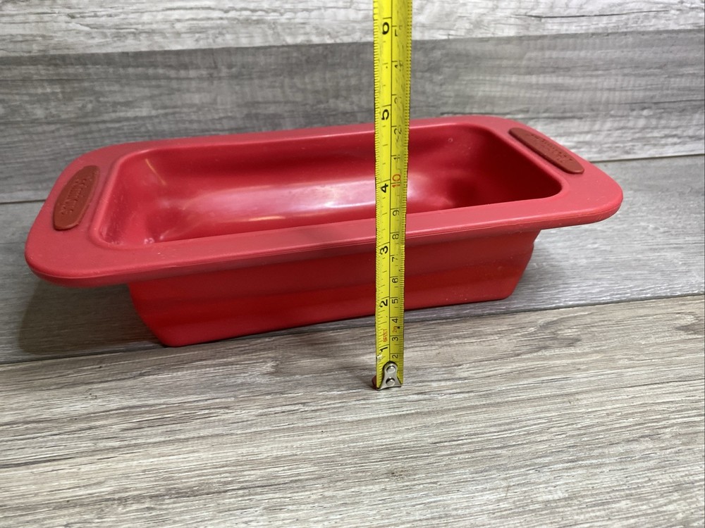 Technique Red Silicone Collapsible Loaf Pan Rectangular Bread Meatloaf Baker