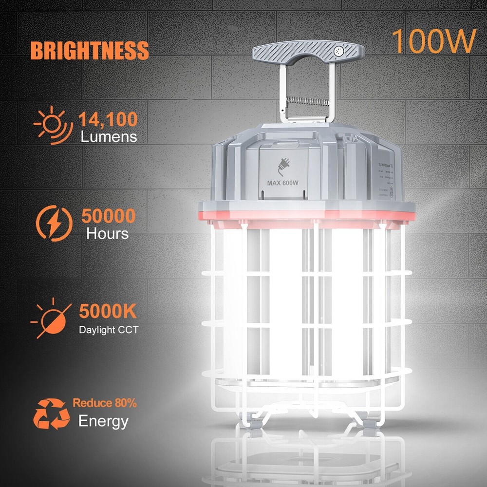 100 Watt LED Temporary Work Light 14,500Lumen 5000K Linkable Construction Light