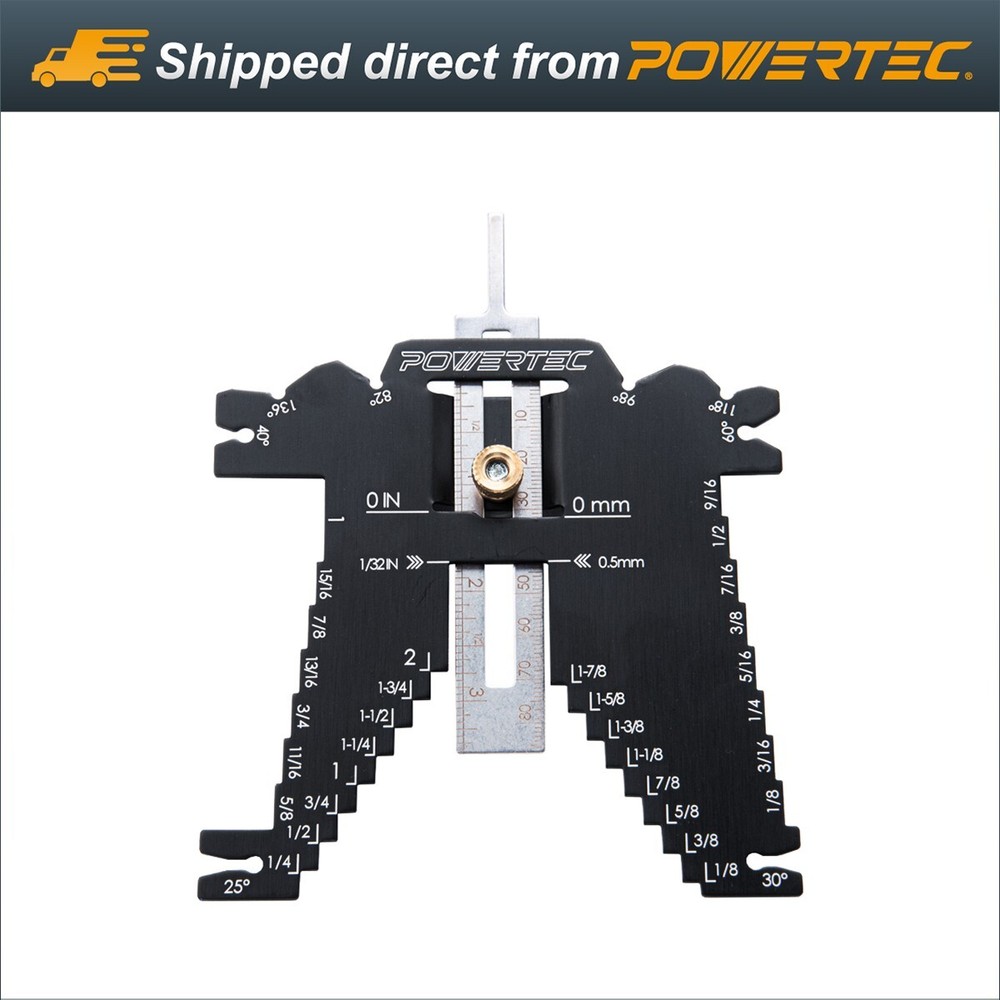 POWERTEC 80023 Universal 5-in-1 Measuring Gauge - Drill Point, Chisel Angle, etc