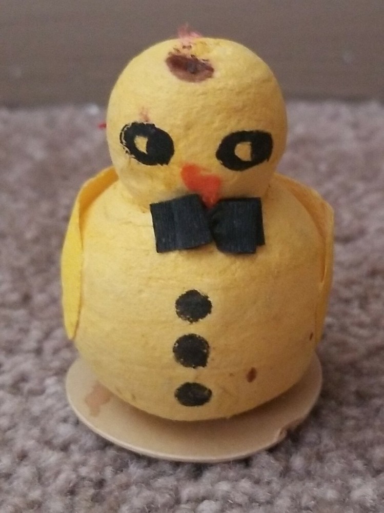 Antique Paper Mache Easter Chick Party Decor Container Germany Vintage
