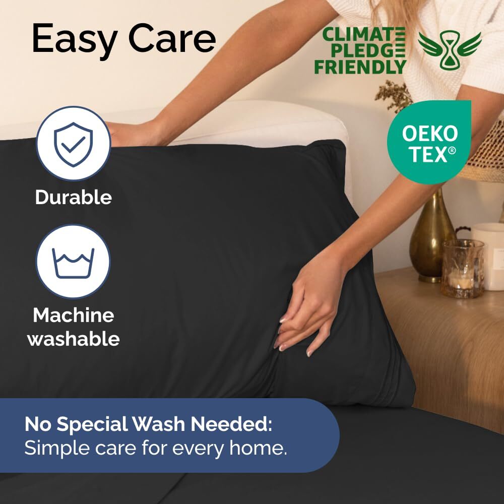 Queen Size 4 Piece Sheet Set - Comfy Breathable & Cooling Sheets - Hotel Luxu...