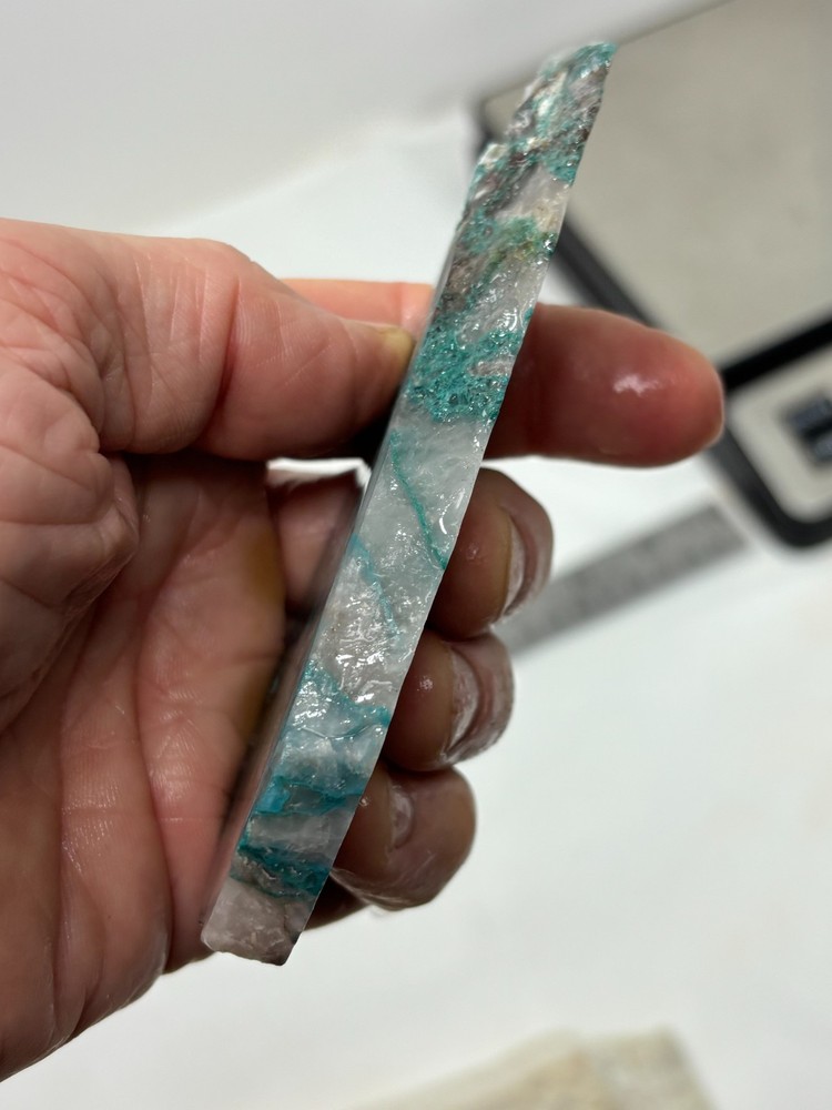 Spiderweb Chrysocolla in Quartz Slab Cabbing Lapidary Combo Ship Avail