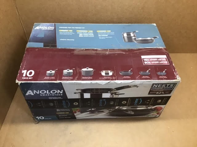 Anolon SmartStack Hard-Anodized Nesting Pots and Pans Set/Cookware Set, 10-Piece