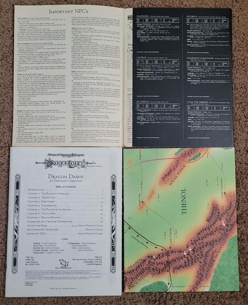 Advanced Dungeons & Dragons 2nd Edition Dragon Lance Dragon Dawn W/Map