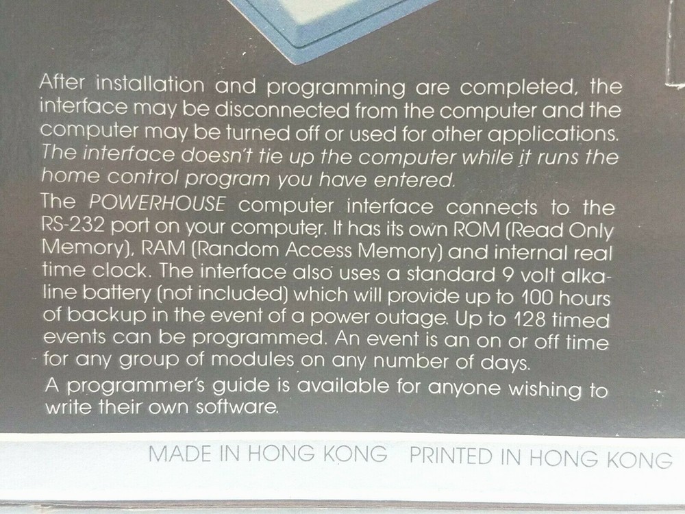 X-10 Powerhouse Computer Interface Model: CP290 ~RS-232 Compatible ~NIB