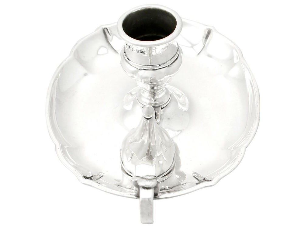 Danish Silver Chamber Candlestick Antique 1885