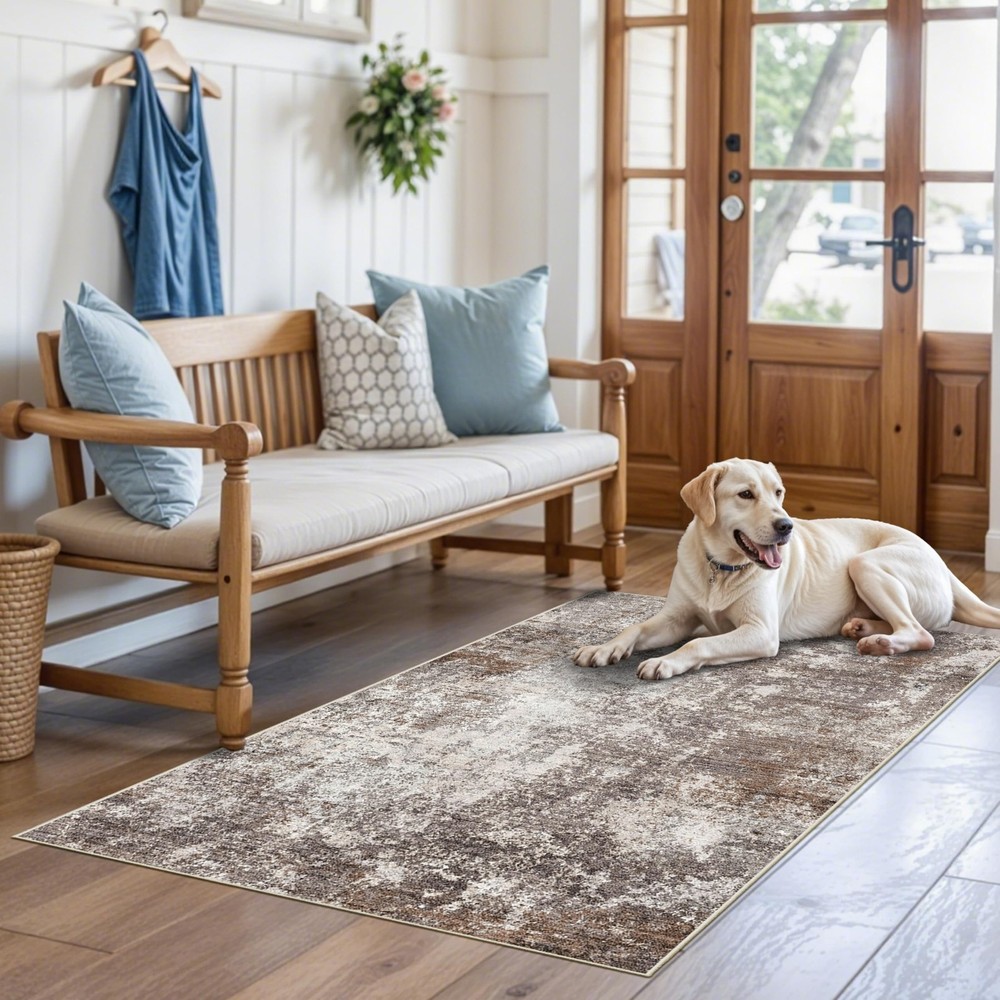 3x4 Washable Entryway Rug – Non-Slip 3' x 4' (Rectangular), Brown Beige