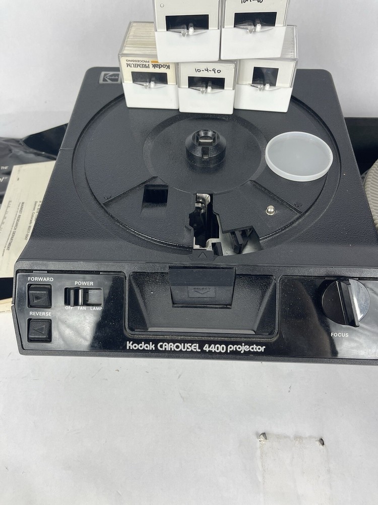 Kodak 4400 Carousel Slide Projector Bundle Remote Tray Slides Tested Working