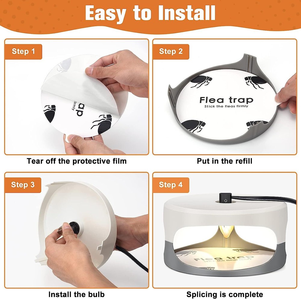Electric Flea Bed Bug Trap Odorless Cleaner and Flea Killer Trap Pad 2 Packs