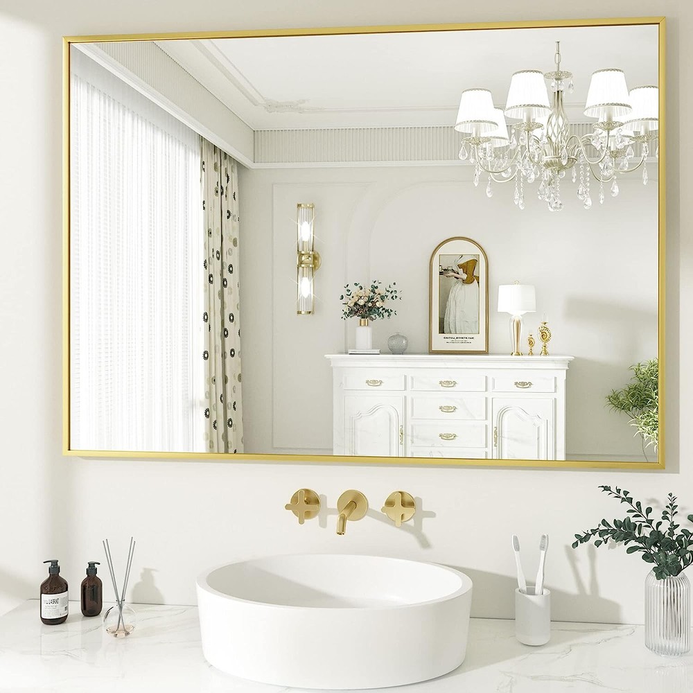 HARRITPURE 26“x38” Bathroom Mirror Rectangular Wall Mirror GOLD