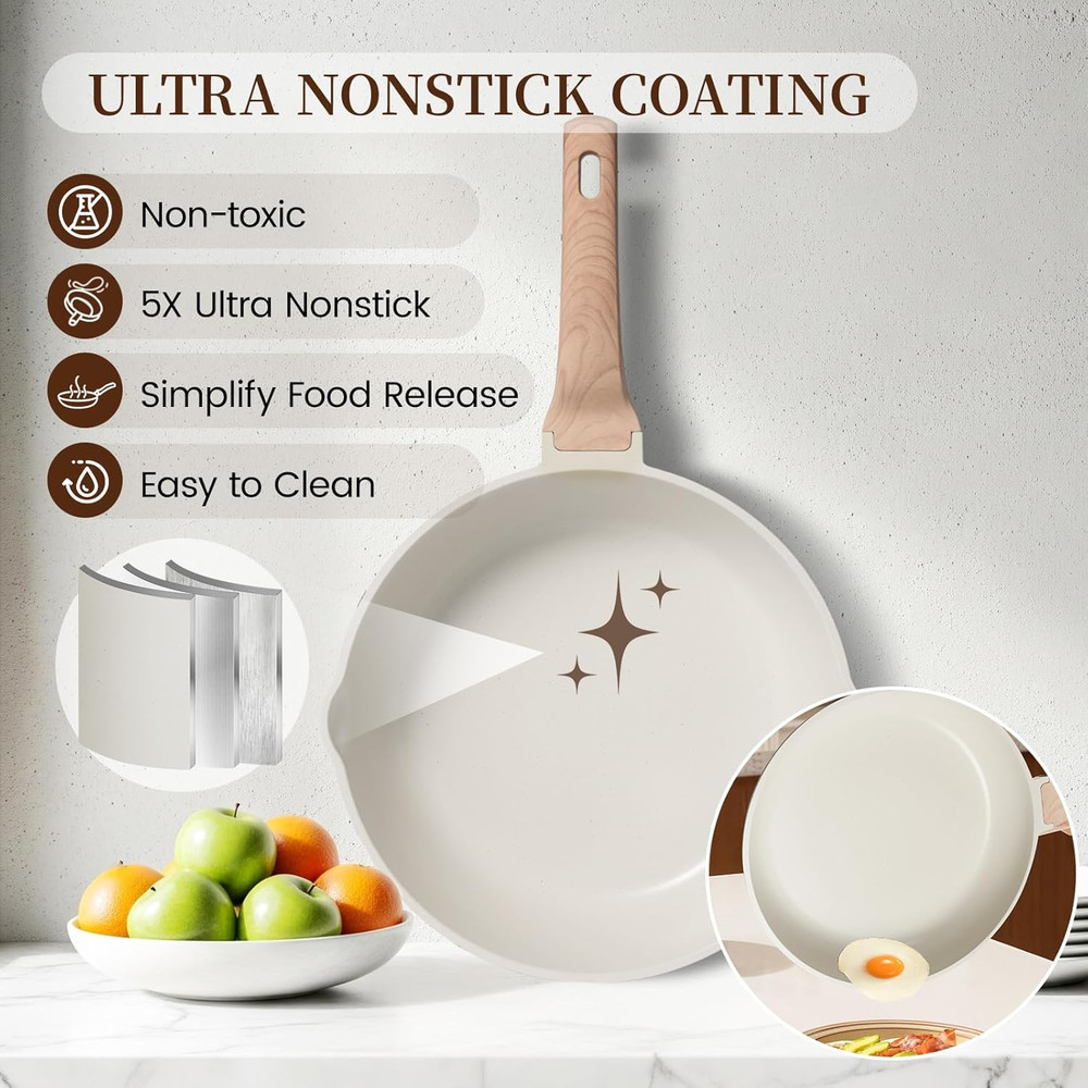 16-Piece Nonstick Ceramic Cookware Set - Healthy Induction Kitchen Set