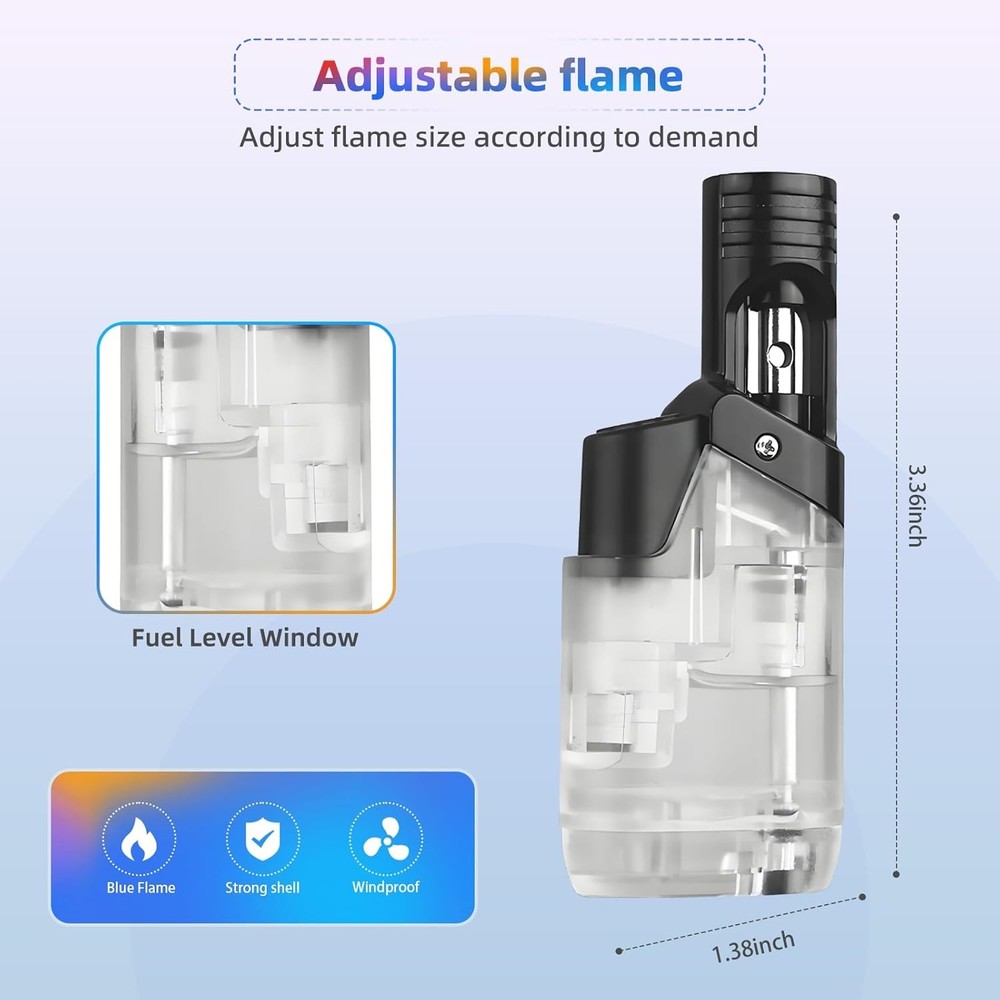 Torch Lighter, 2 Pack, Adjustable Jet Flame Mini Lighters, 2pc-black