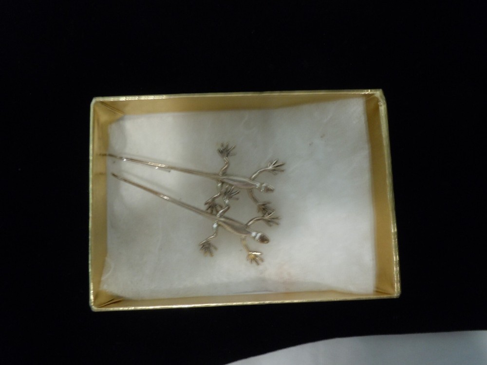 Vintage Dimensional Gecko Lizard 925 Silver Earrings