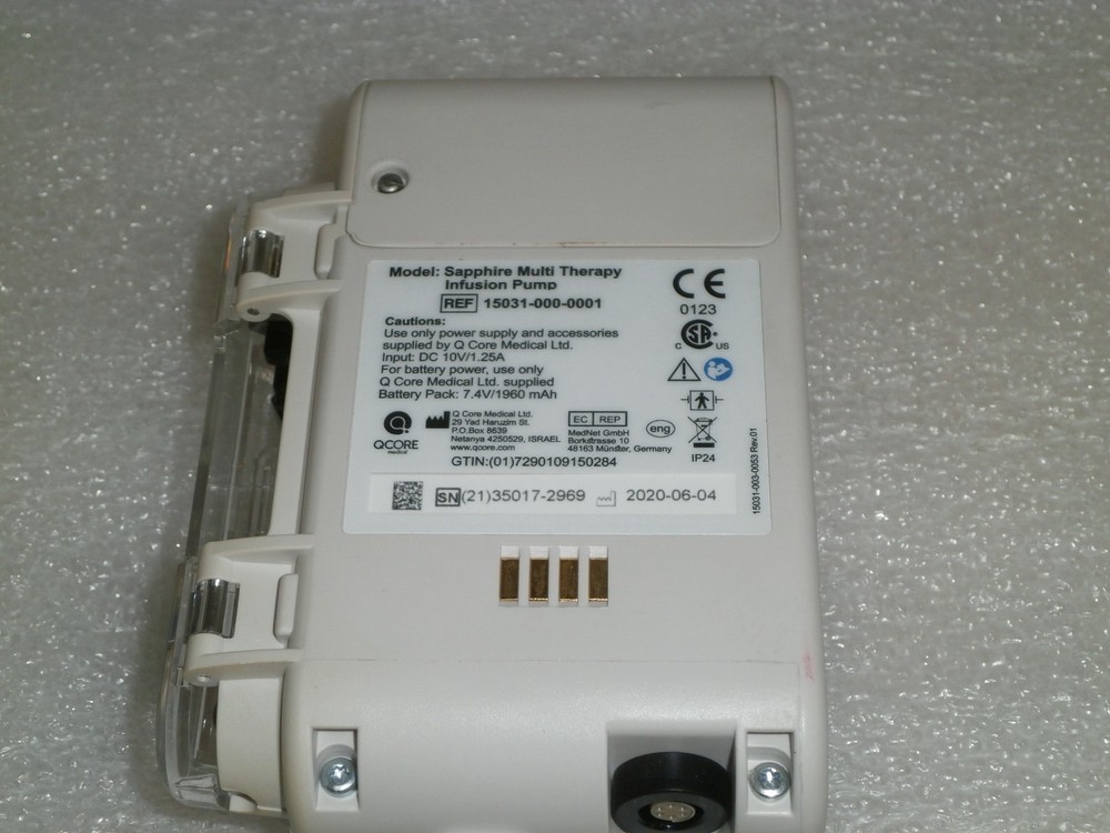 Eitan QCore Sapphire Infusion Pump - Internal Error, Yellow marking