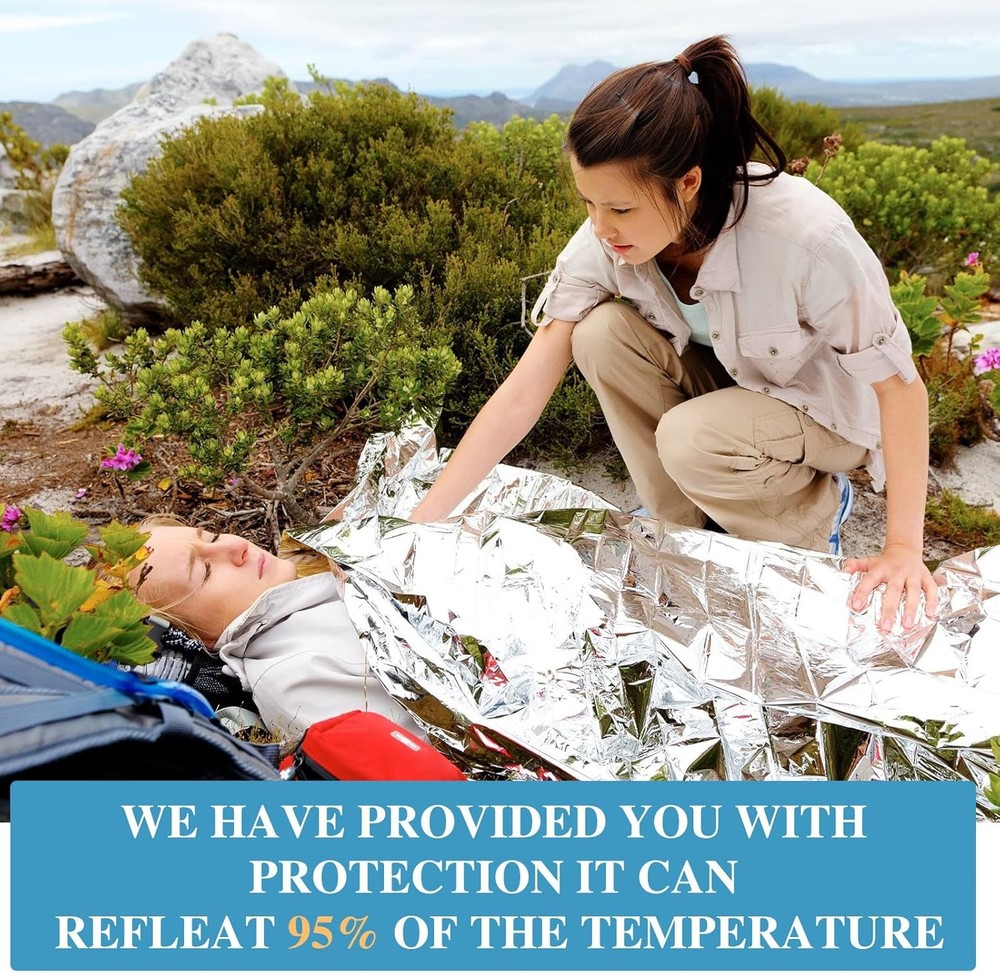 Macarrie Emergency Blanket Bulk - Survival Thermal Silver One Size,