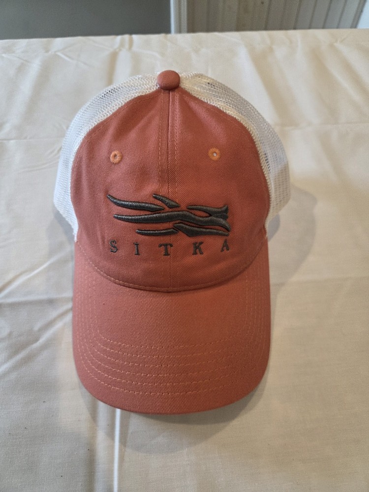 Sitka Lo-Pro Low Profile Mesh Back Ball Cap Orange/White One Size Adjustable