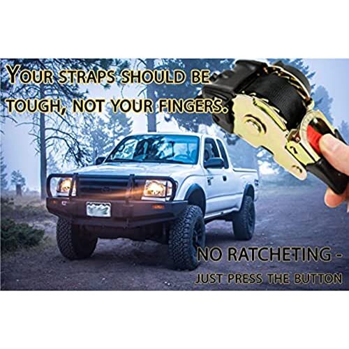 2Auto Retract Ratchet Straps w/Soft Loop, 1" x 10" SELF-CONTAINED Compact Cargo