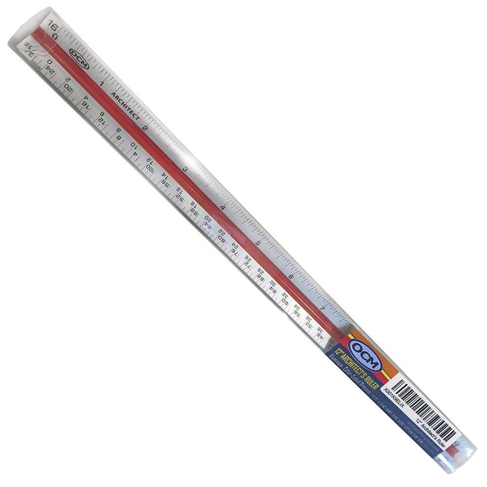 1 Triangular Architect Scale Ruler (Professional Grade Solid Aluminum) Color Cod