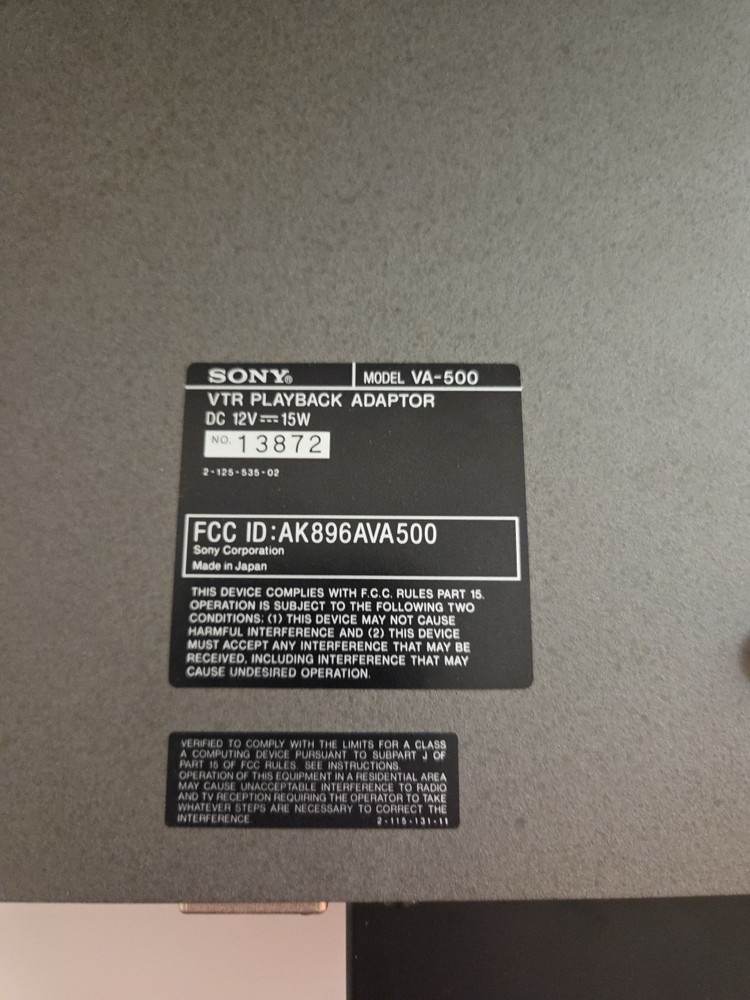 Sony VTR PlayBack Adaptor VA-500
