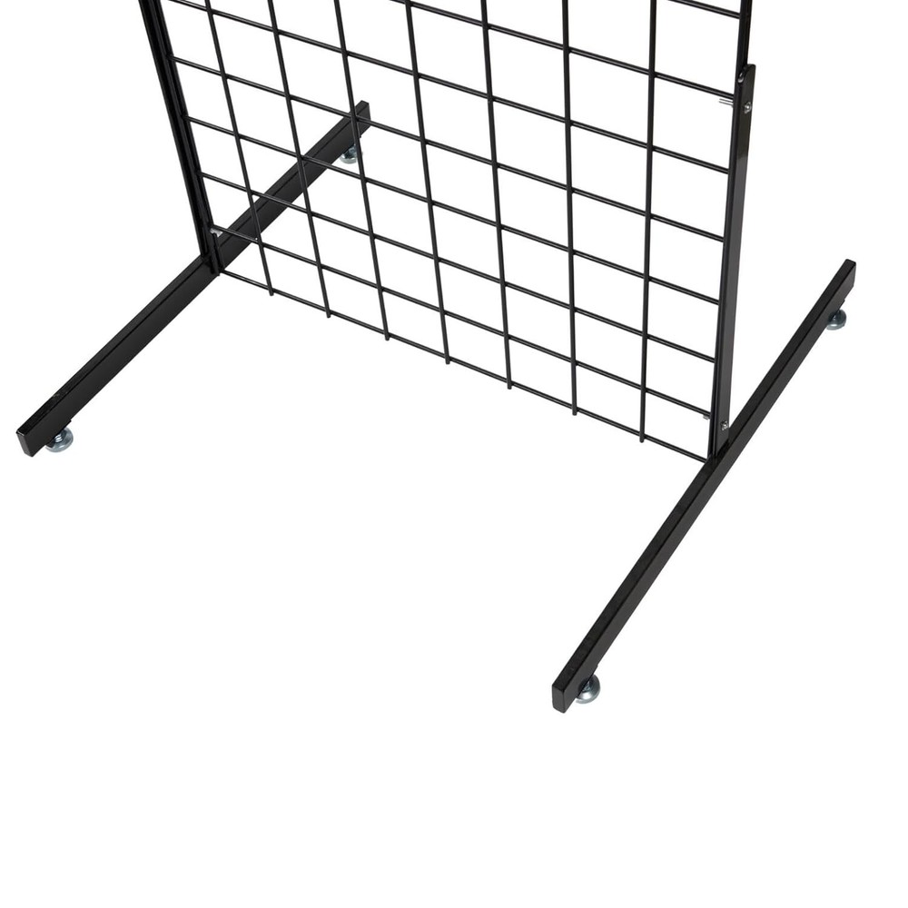 Gridwall Panel Display 2' x 6' Wire Grid Wall Black 2 Legs Standing Screen Metal