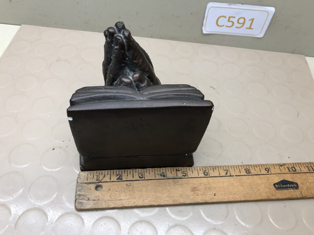Vintage Chalkware Praying Hands Bookend