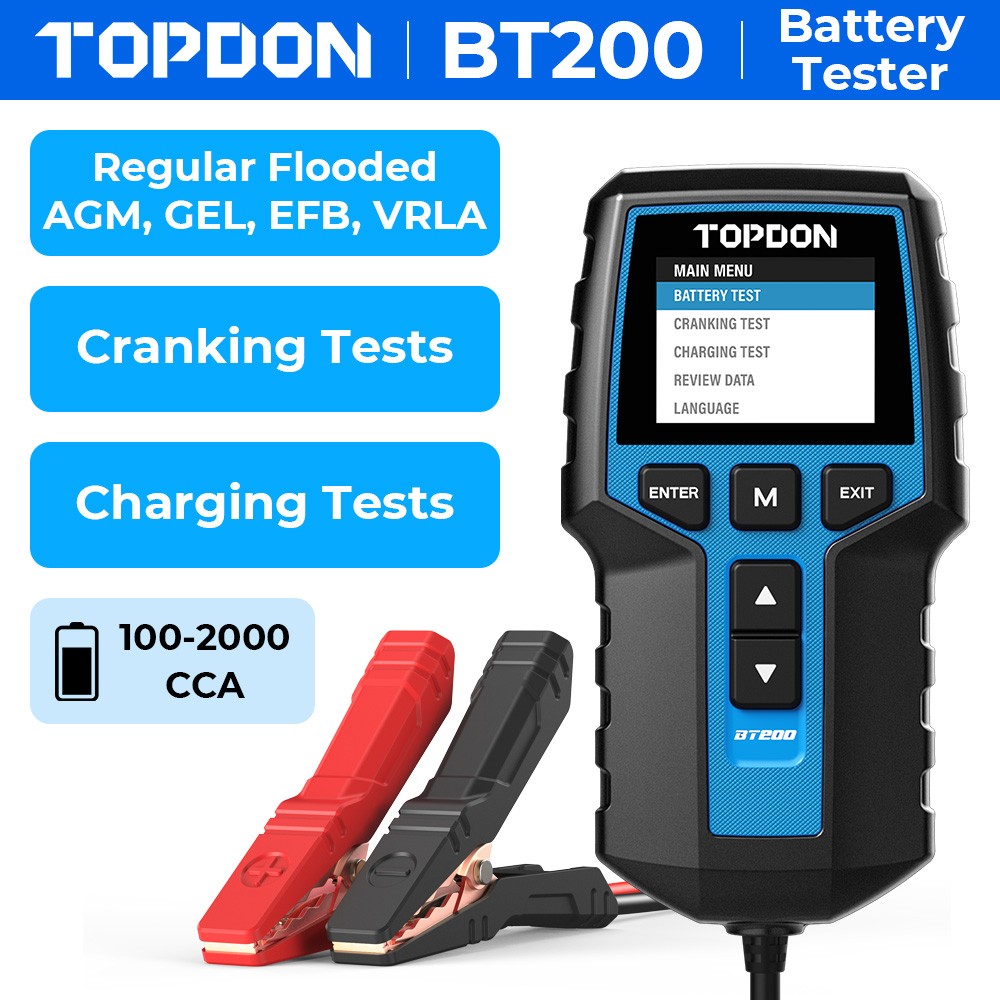 12V-24V 100~2000CCA Car Auto Battery Tester Load Drop Charging System Analyzer