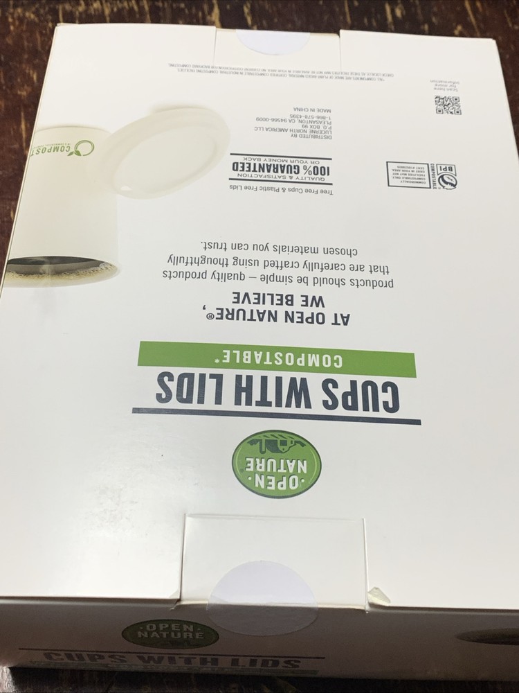New Sealed Open Nature Cups with Lids Compostable