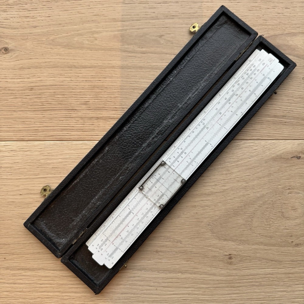 Vintage Sliding Ruler BRL With Case Desk Accessory Drafting