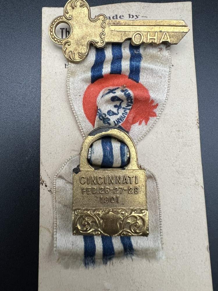 1901 OHIO HARDWARE ASSOCIATION CONVENTION BADGE ORIGINAL PACKAGE - L476