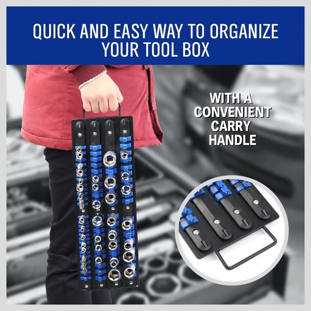 Heavy Duty 80-Piece Socket Organizer - Organize 1/4", 3/8", & 1/2" Sockets