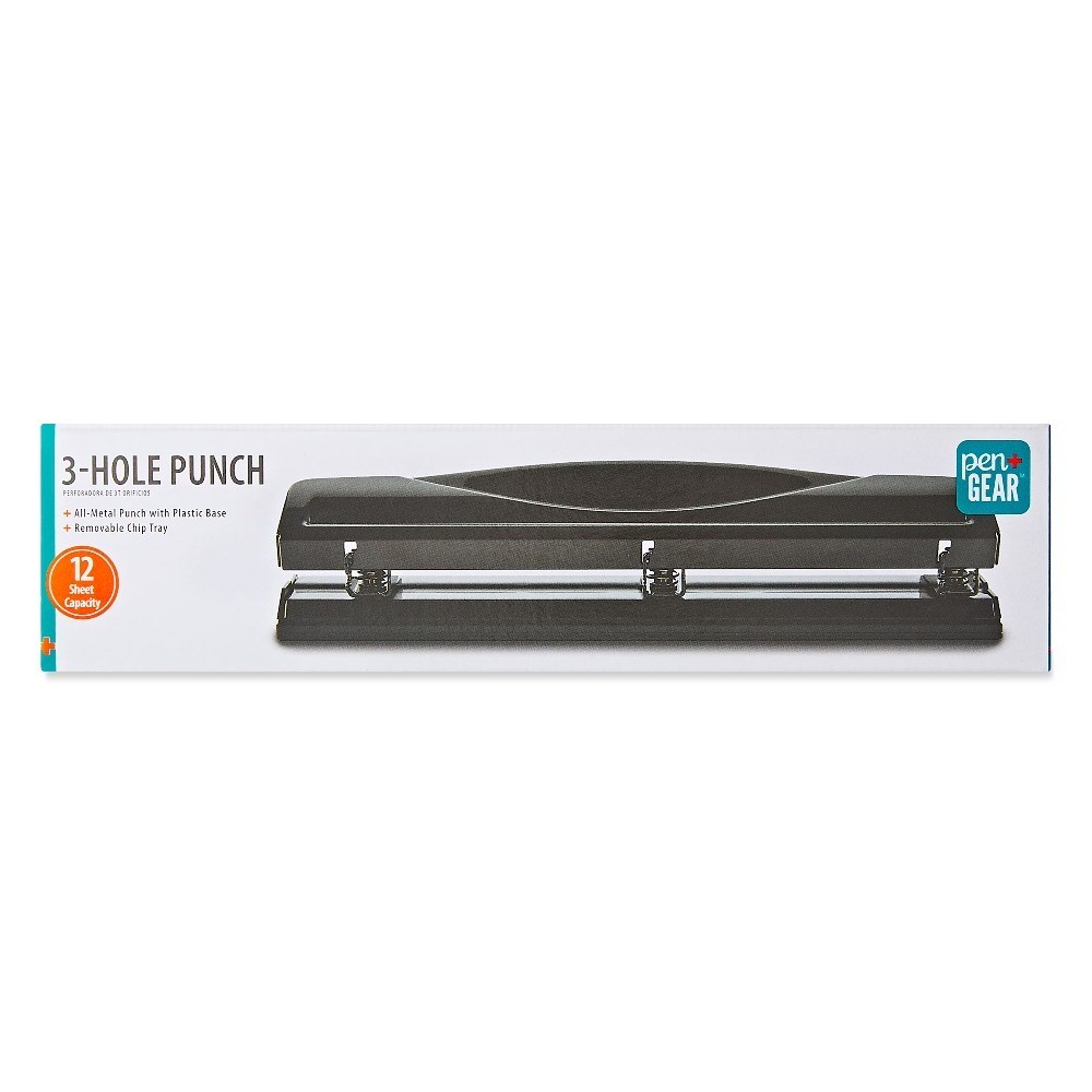Heavy Duty 3 Hole Punch for 12 Sheets, Paper Drill with Adjustable Guide,