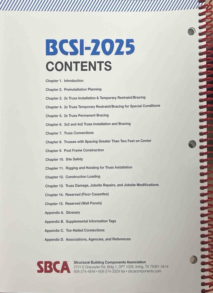 BCSI-2025 Building Component Safety Information Spiral Book