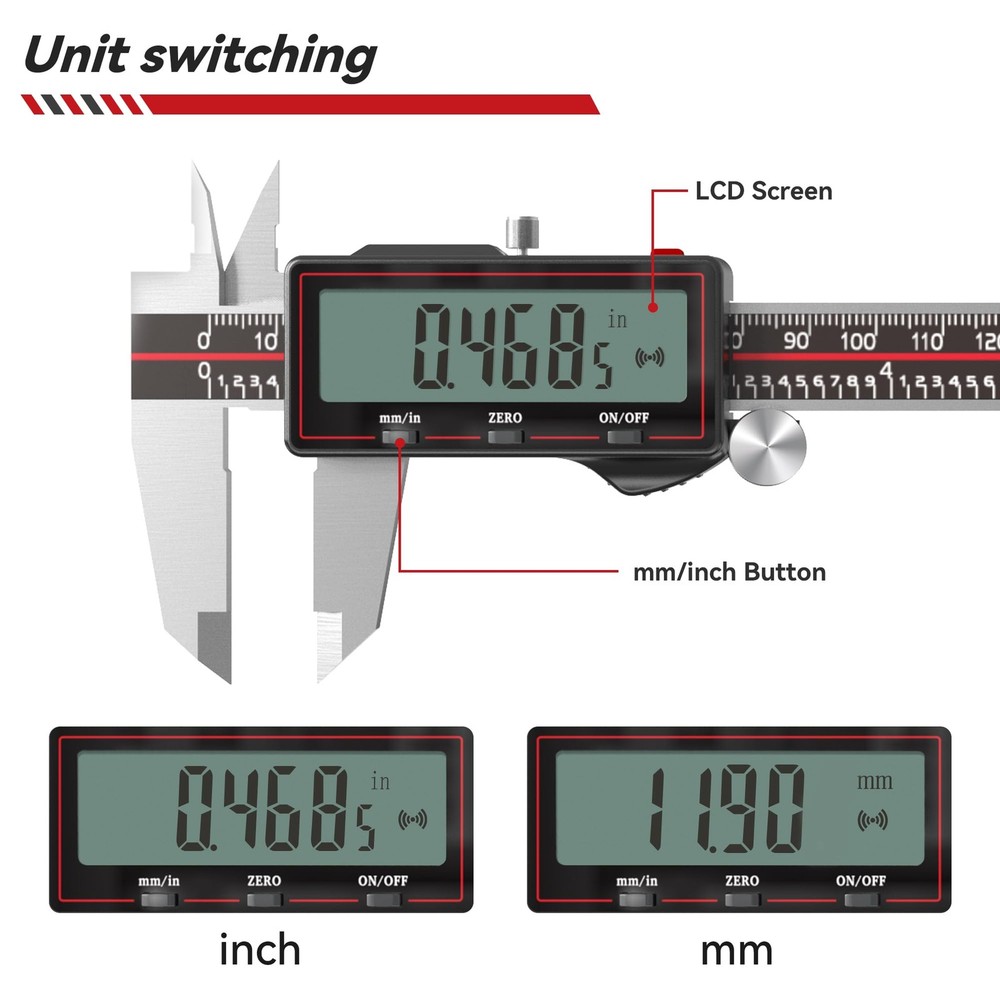 Wireless Digital Caliper 0-6 Inch/150mm with Data Transfer to Excel/Phone/PC,...