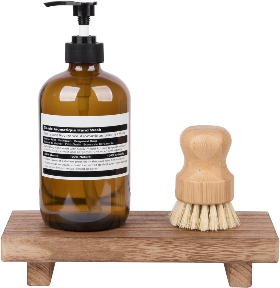 Chic Brown Wood Tray Riser - Multifunctional Stand for Bath & Kitchen Decor