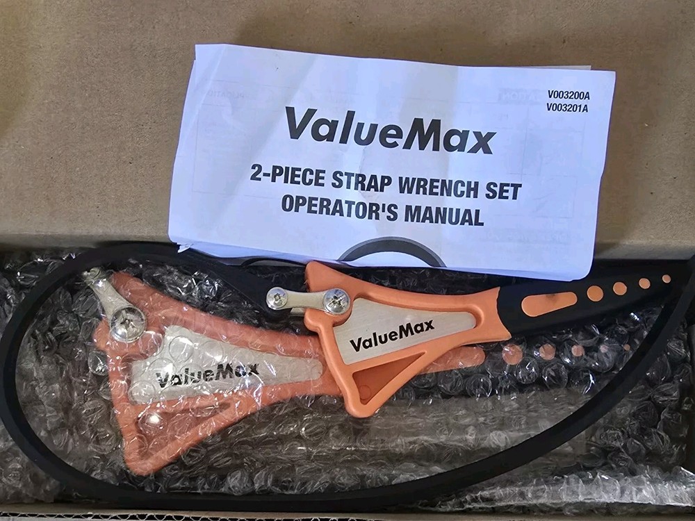 ValueMax 2PC 4" & 6" Rubber Strap Wrench Set Adjustable Straps Nylon TPR Handle