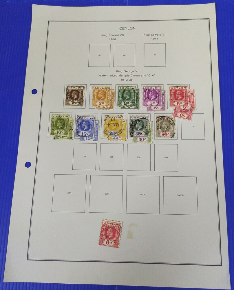 Ceylon Stamp Collection Postmarks Study Mounted in Graph Sheets/Pages