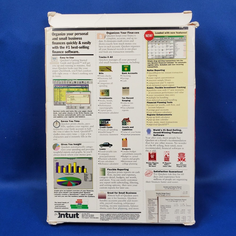 Quicken IBM Windows Computer Finance Software 1993 Version 3 with Floppy Disks