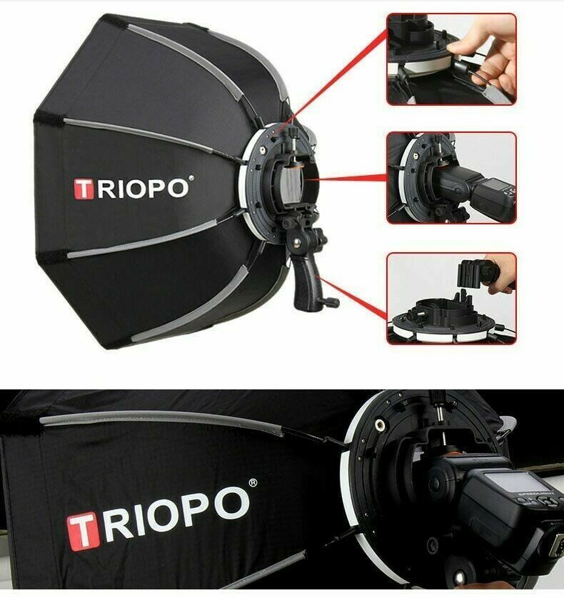 TRIOPO 65cm Octagon Softbox Handheld Foldable Softbox for Speedlite Flash Light