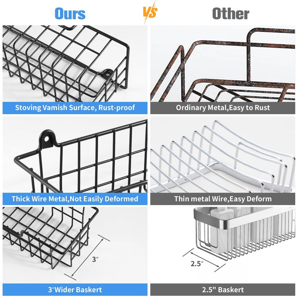 GUUKAR Spice Rack Organizer Wall Mount, 2 Pack, Black-2 Pack