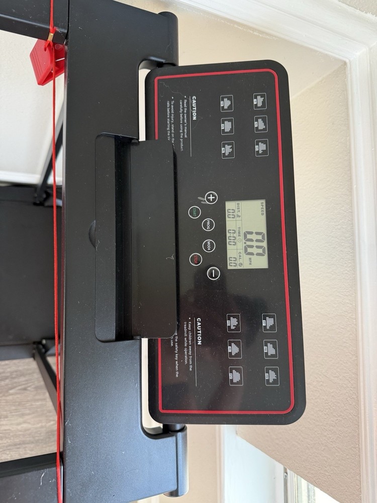 Black Compact Electric Treadmill Foldaway Safety Key Digital Display 6 Programs