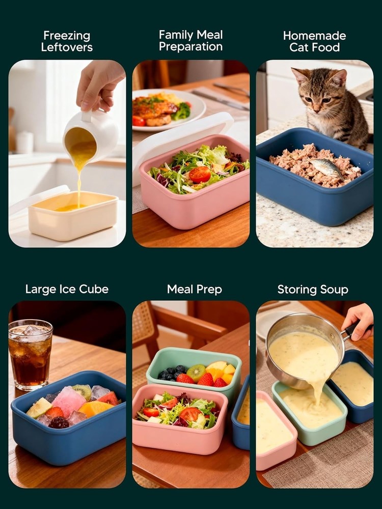 Leak Resistant Silicone Freezer Molds Set with Snap Lids for Easy Storage