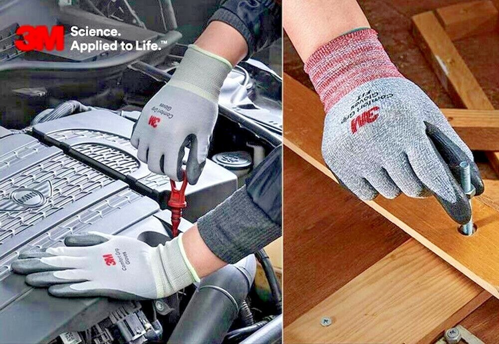 3M Micro Foam Nitrile Grip Coated Nylon Shell Protective Work Gloves 10Pack Grey