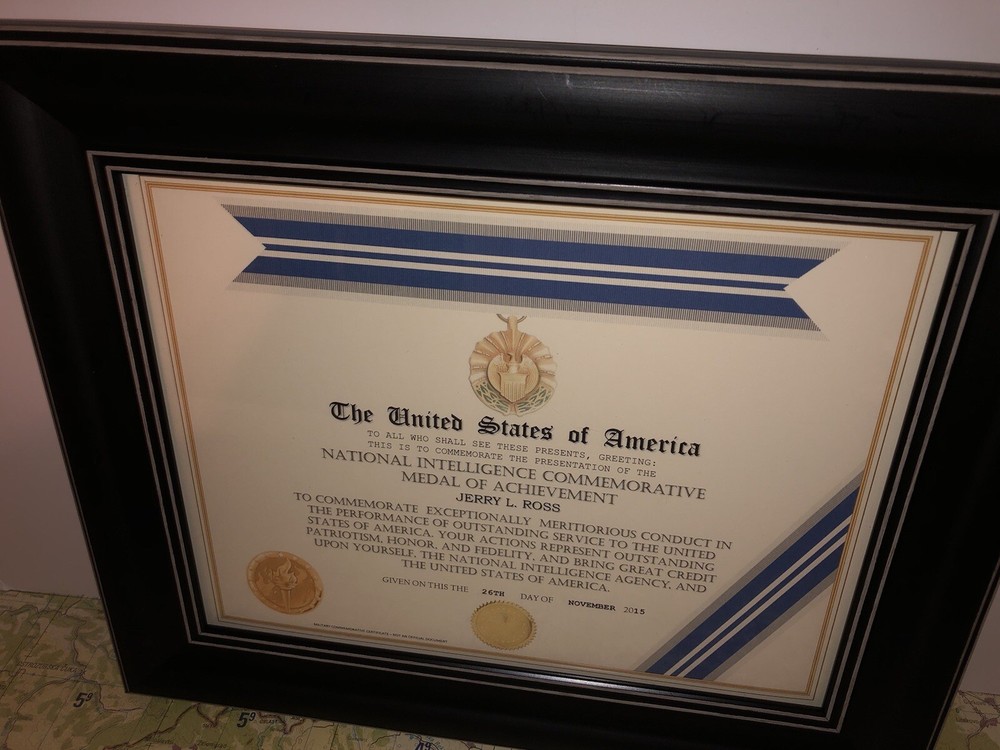 NSA - NATIONAL INTELLIGENCE COMMEMORATIVE ACHIEVEMENT MEDAL CERTIFICATE Type-1