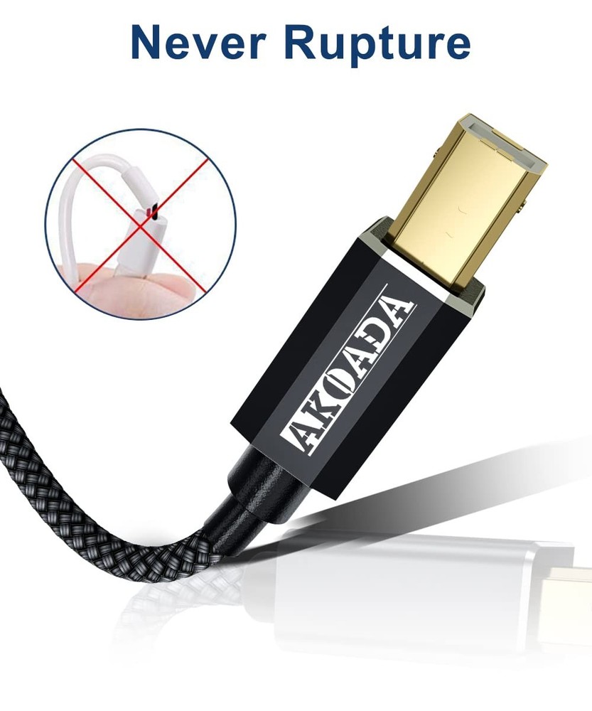AkoaDa USB 2.0 Printer Cable 20FT, Type A Male to B 20 feet, BLack