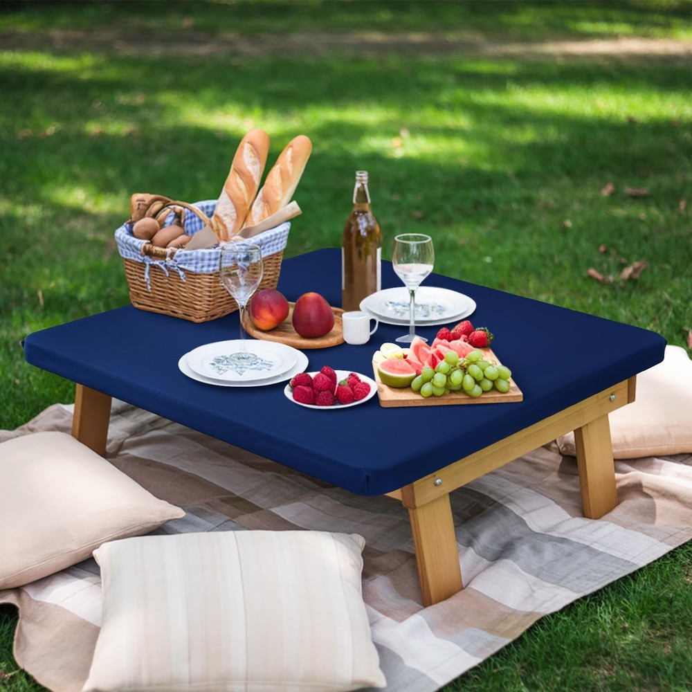 Square Elastic Fitted Tablecloth, Windproof Polyester Table Cover, Scratch Re...