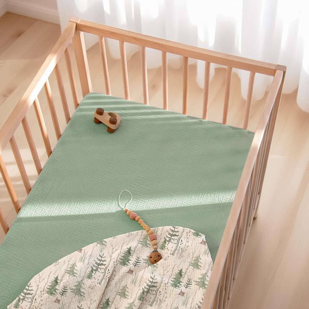 Fitted Crib Sheets 2-Pack: Soft Muslin Cotton for Standard Crib - Boho Forest...