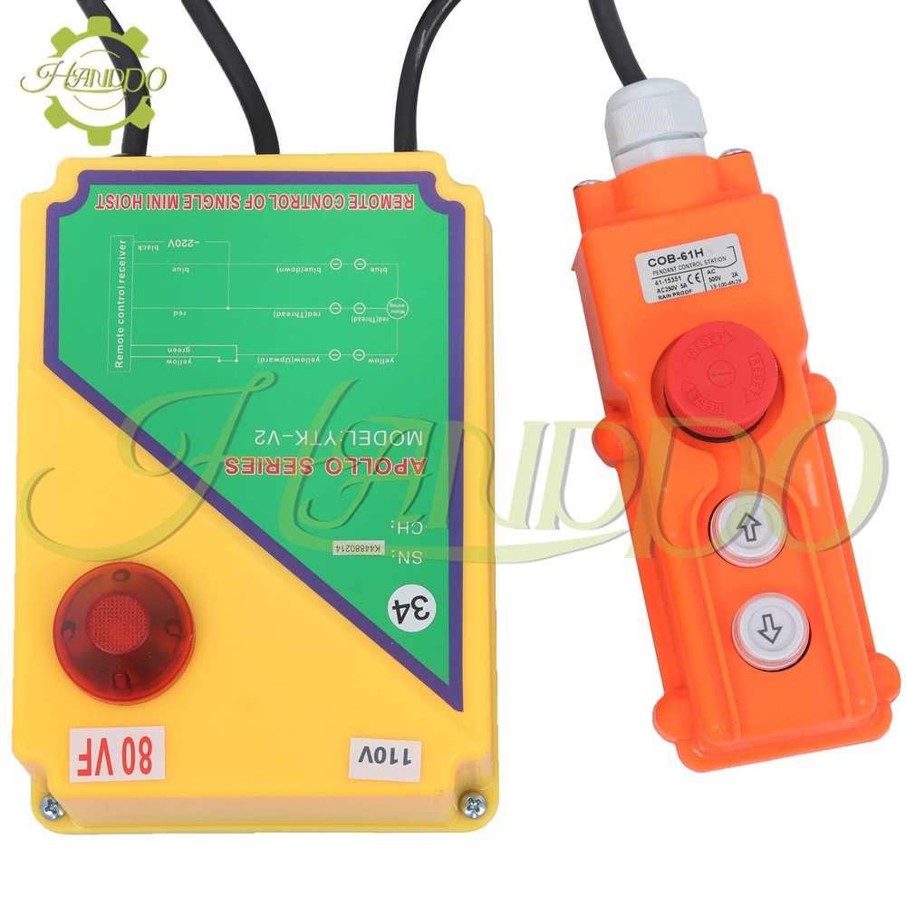 Mini Electric Hoist 1320lbs 14ft Wired Remote + 328ft Wireless Remote Control