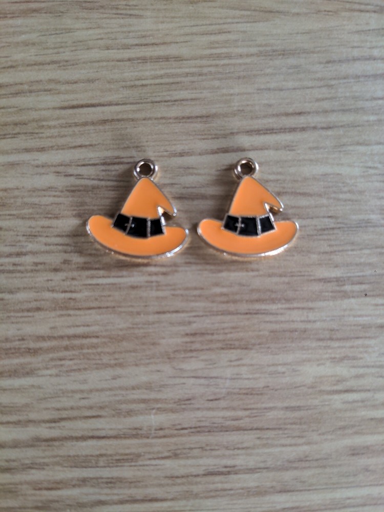 Witch Hat Halloween Charm Pair Spooky