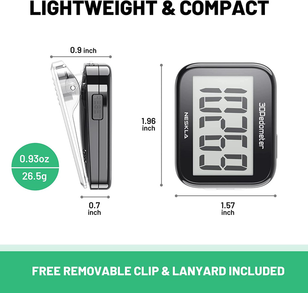 3D Pedometer for Walking, Simple Step Counter with Large Digital Display, Step T