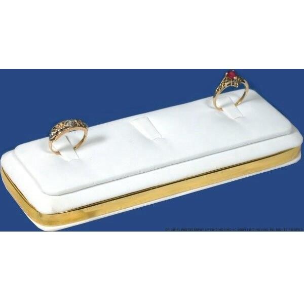 2 White Leather Ring Display Cases - Feature 3 Rings